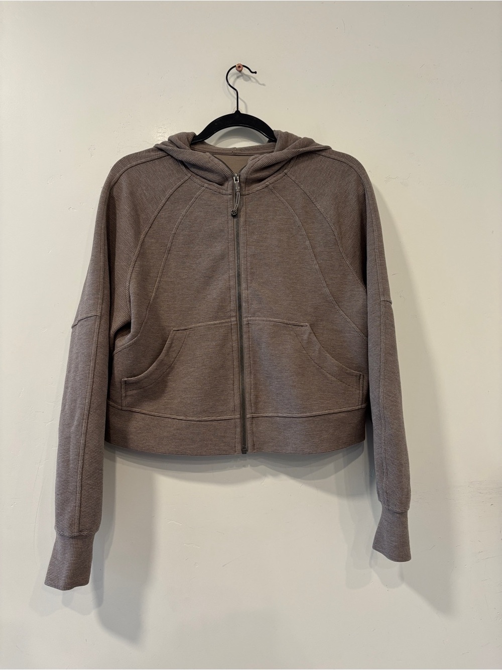 Lululemon Size XS/Small Scuba Oversized Full-Zip Hoodie Waffle, Warm Ash Grey